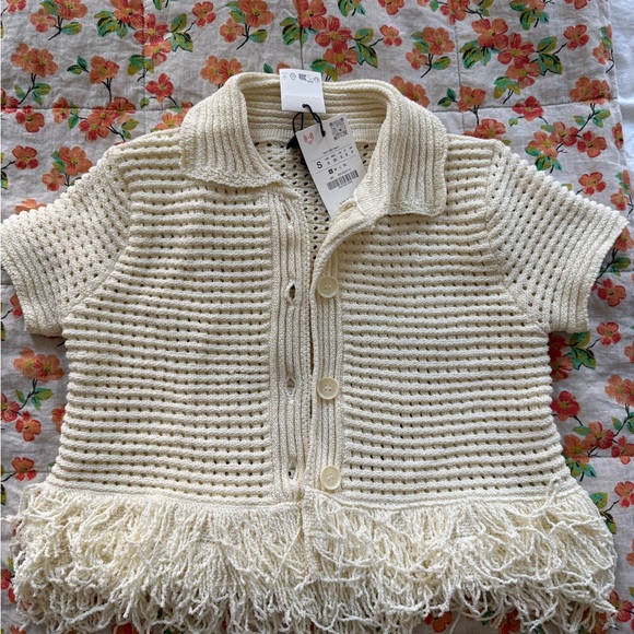 Zara Ivory Fringe Knit Skirt Set - Picture 2 of 5